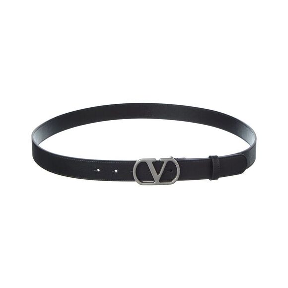 Valentino Vlogo Signature Leather Belt Black